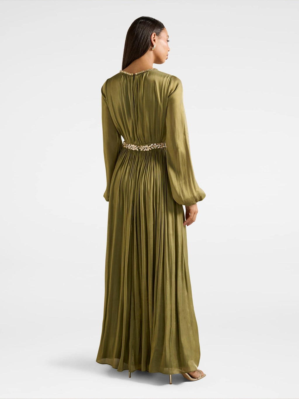 Elvia Metallic Belted Maxi Dress