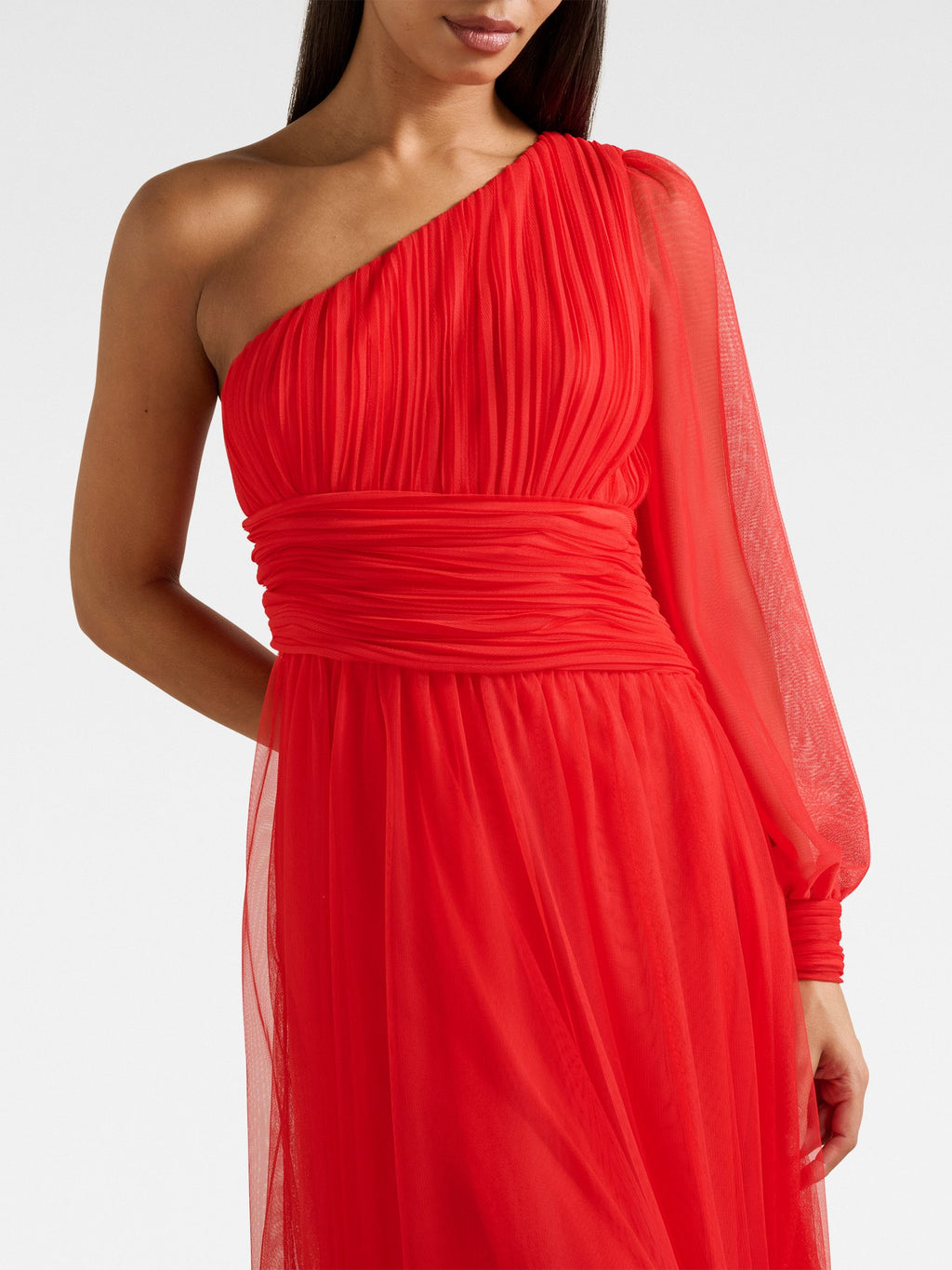 Jennifer One Shoulder Tulle Maxi Dress