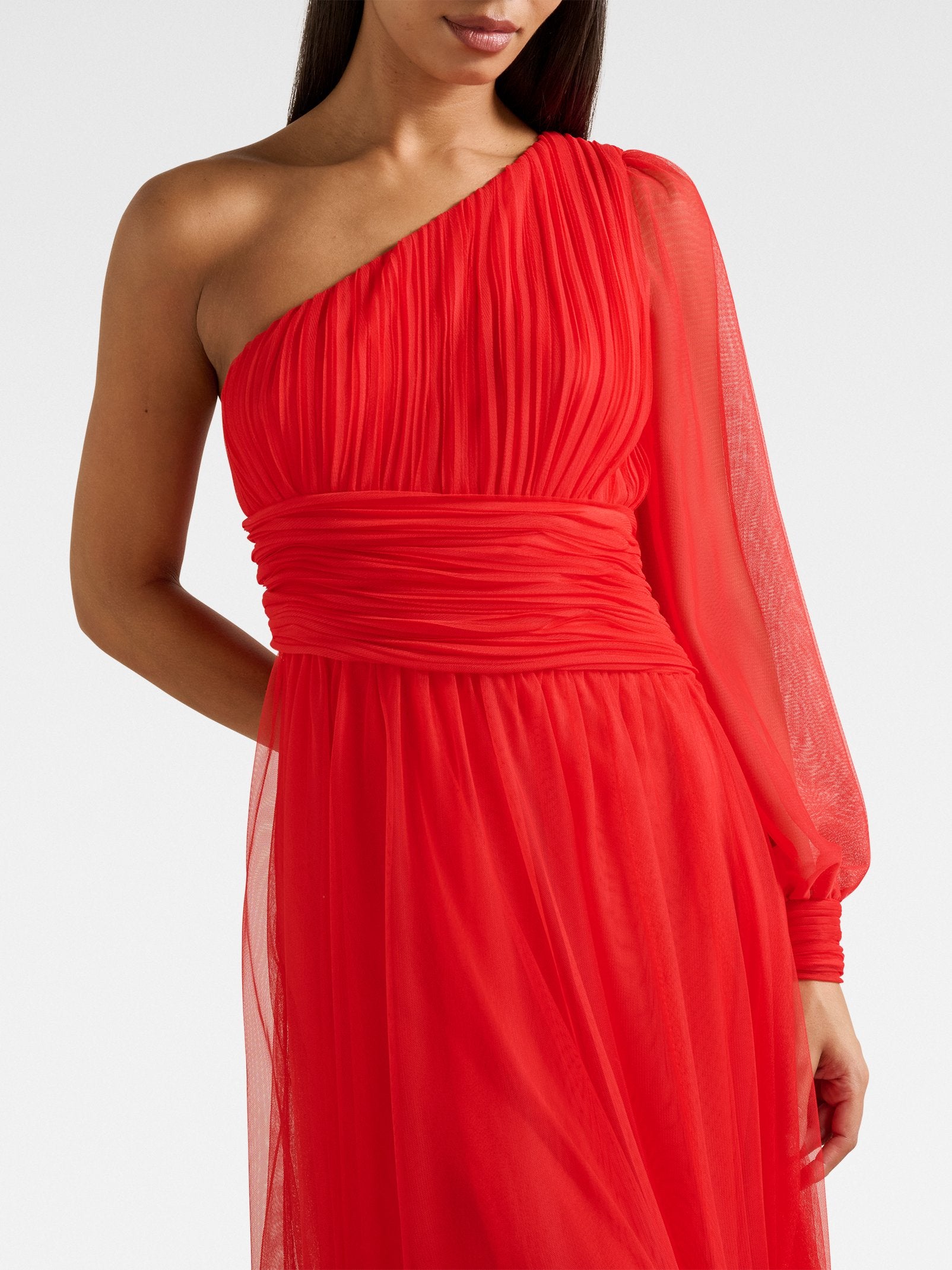 Jennifer One Shoulder Tulle Maxi Dress