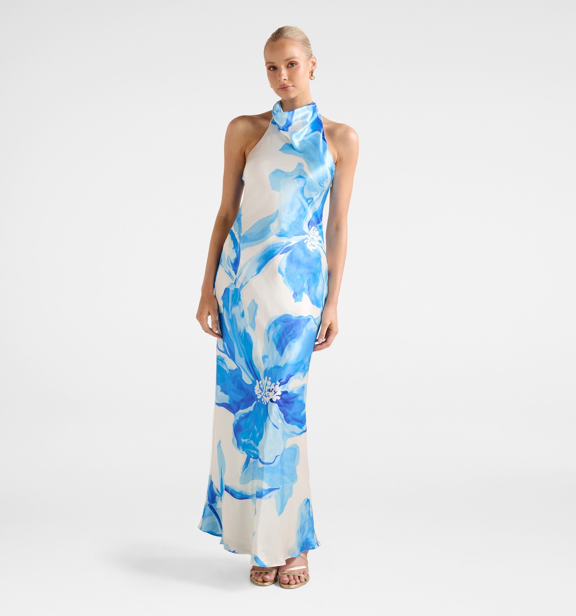 Clementine High Neck Satin Maxi Dress