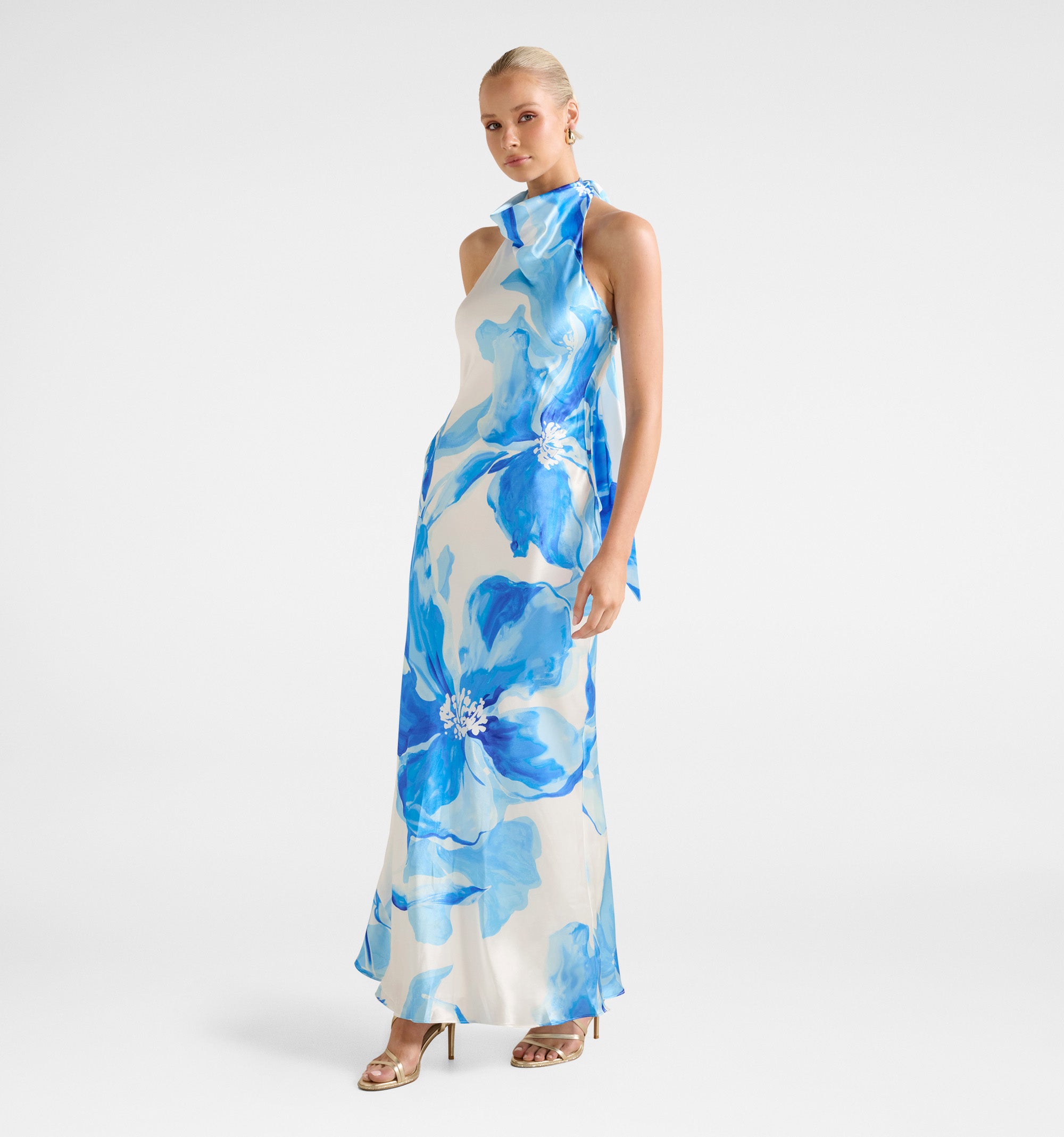 Clementine High Neck Satin Maxi Dress