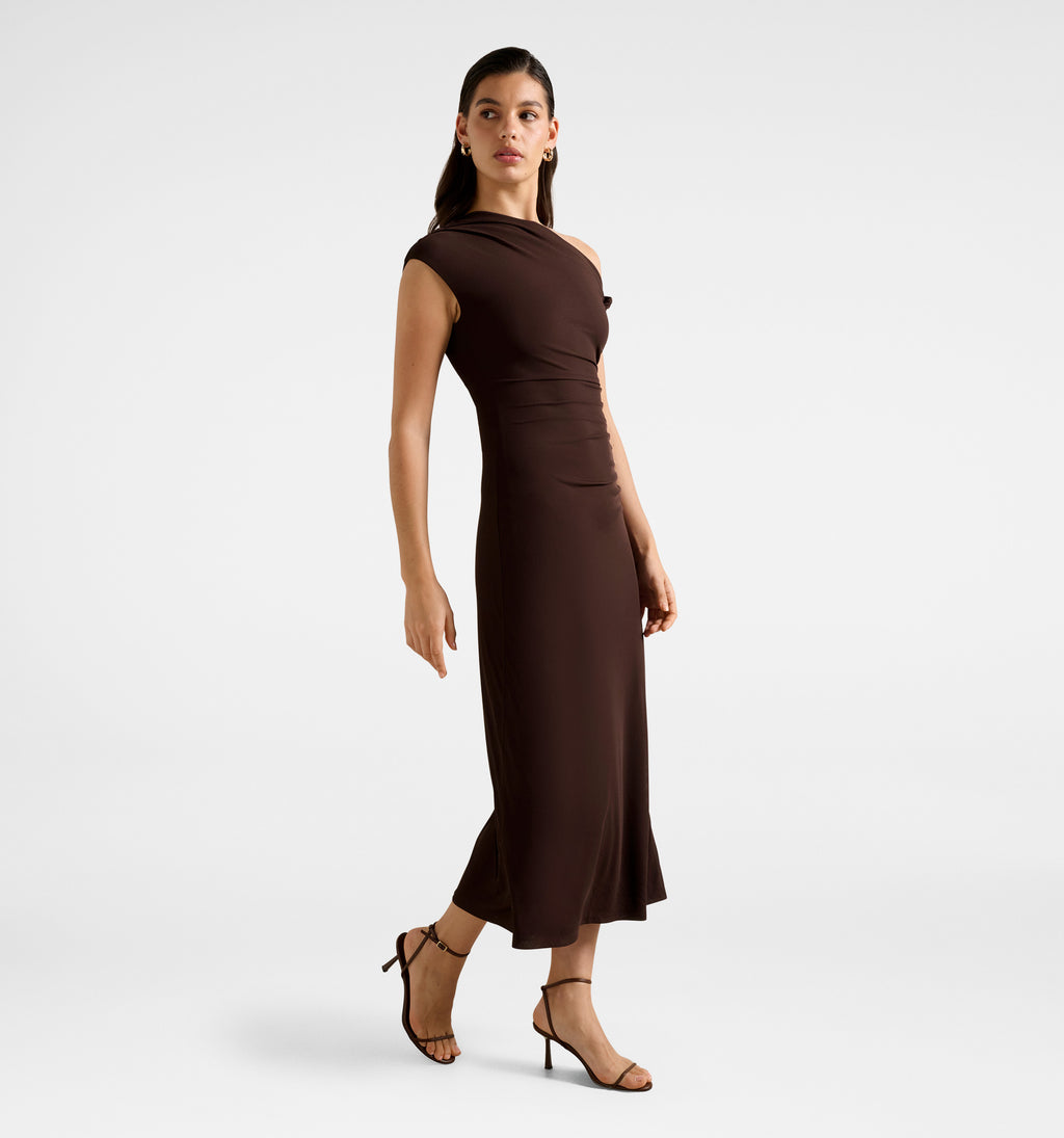 Paris Draped Mesh Midi Dress
