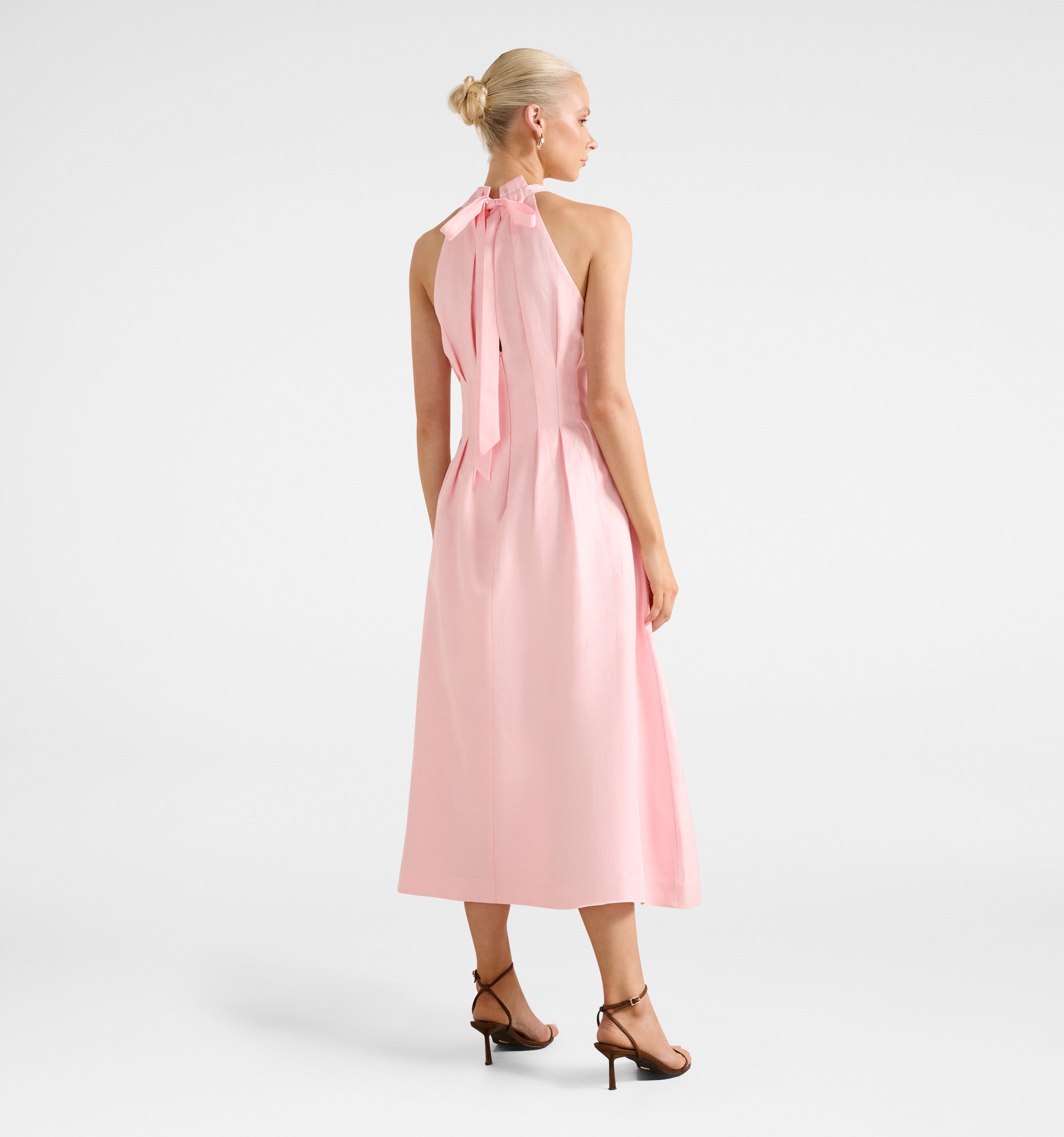 Miller Pleat Halter Midi Dress