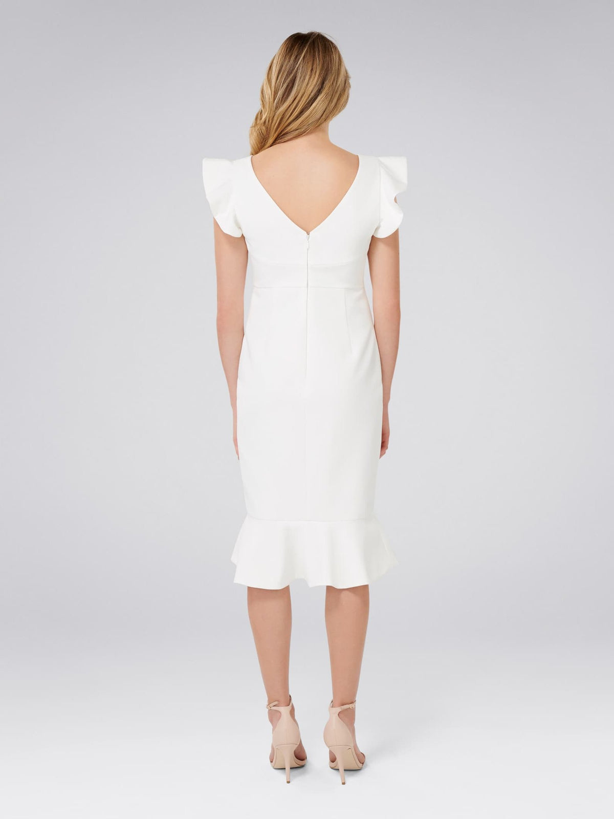 Montie Frill Sleeve Petite Midi Dress