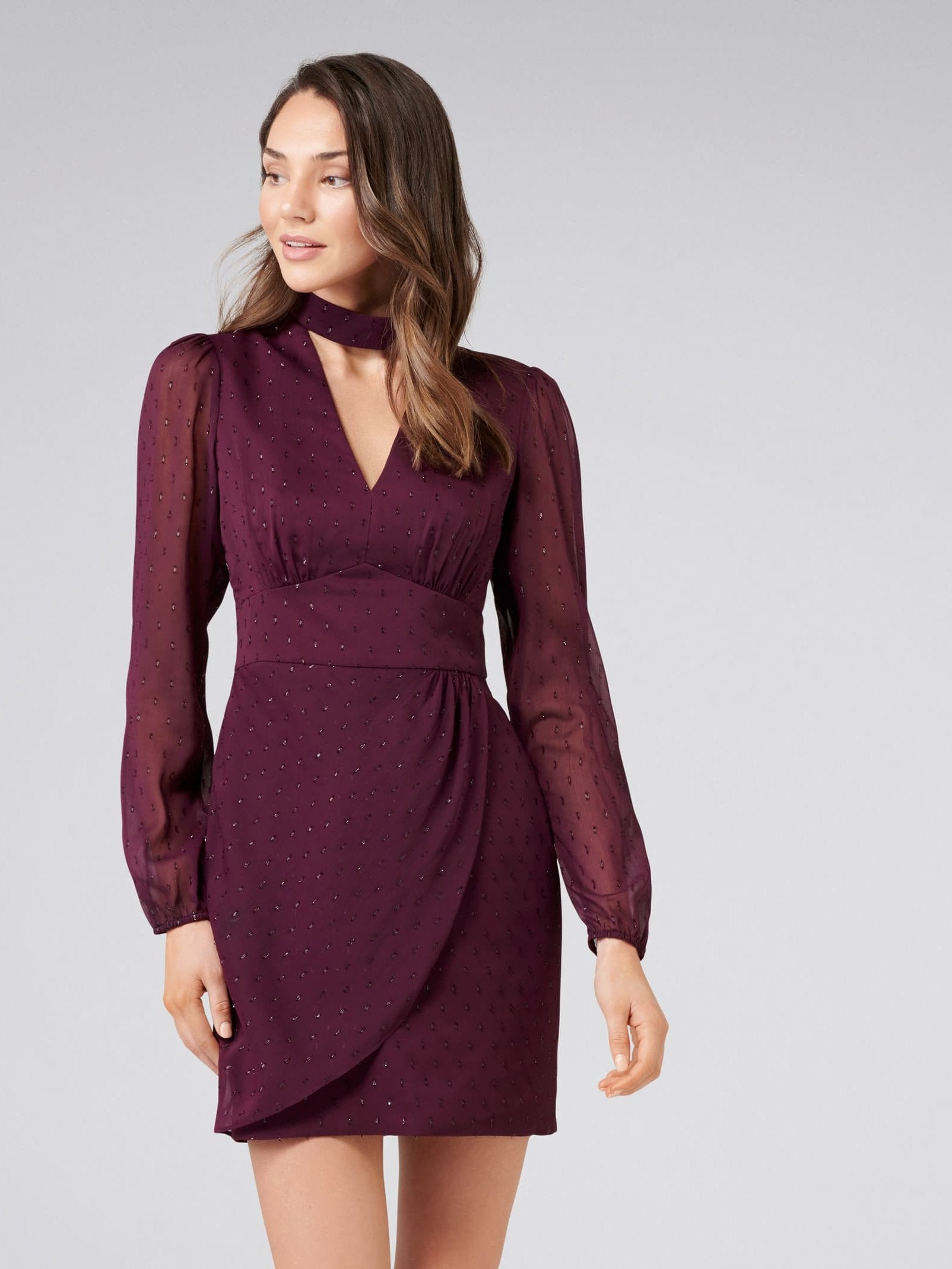 Delilah Metallic Halo Neck Dress