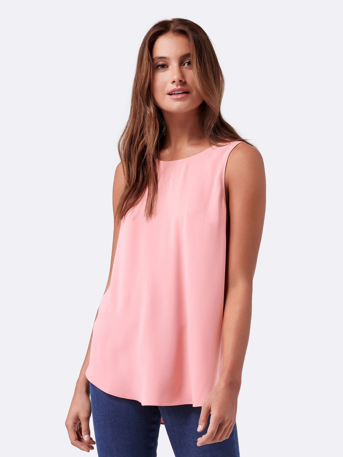 Beth Curved Hem Zip Back Tank