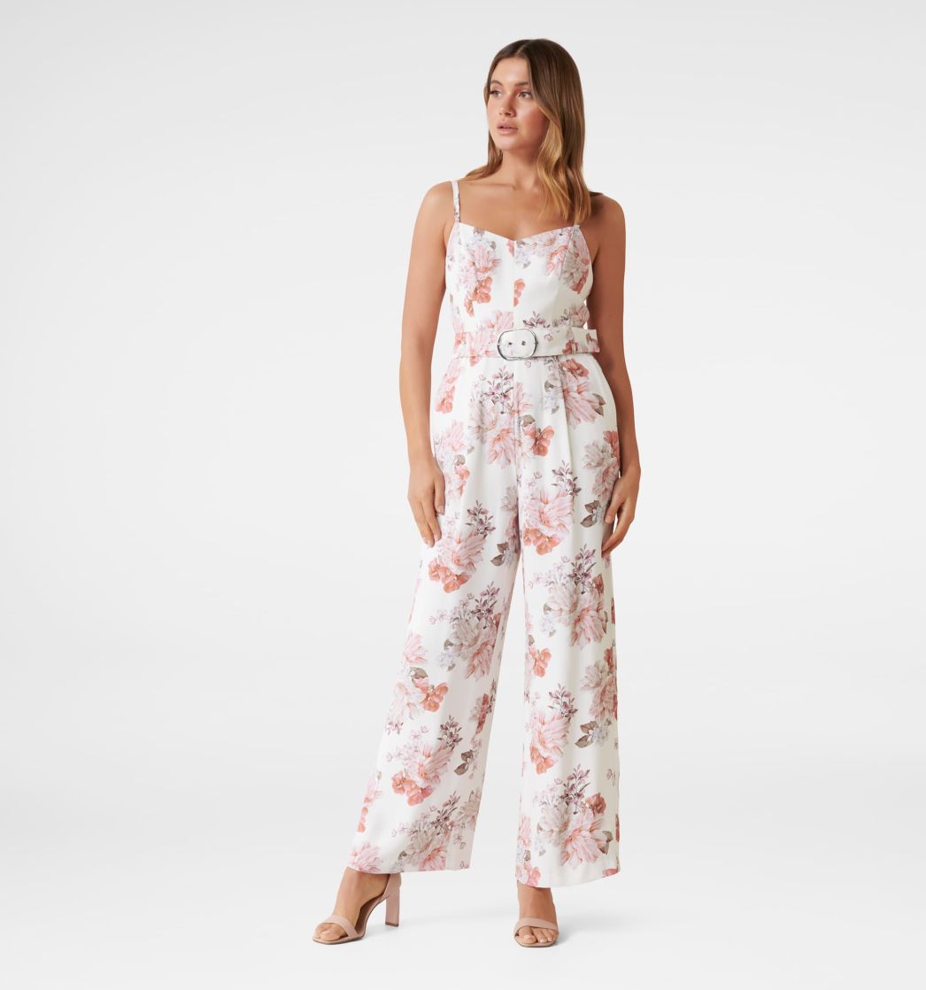 Buy Forever New White  Beige Full Length Jumpsuit for Women Online  Tata  CLiQ