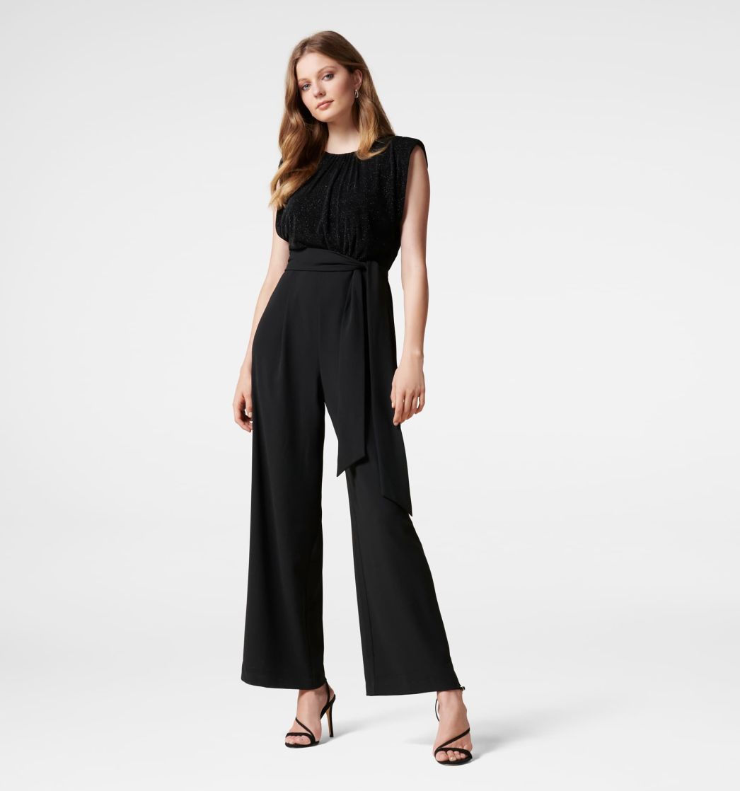 Buy FOREVER NEW Textured Square Neck Polyester Women Straight Jumpsuits   Shoppers Stop