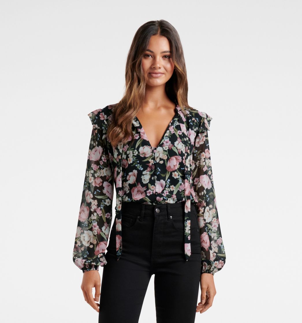 Buy Stephanie Ruffle Tie Neck Blouse at Forever New