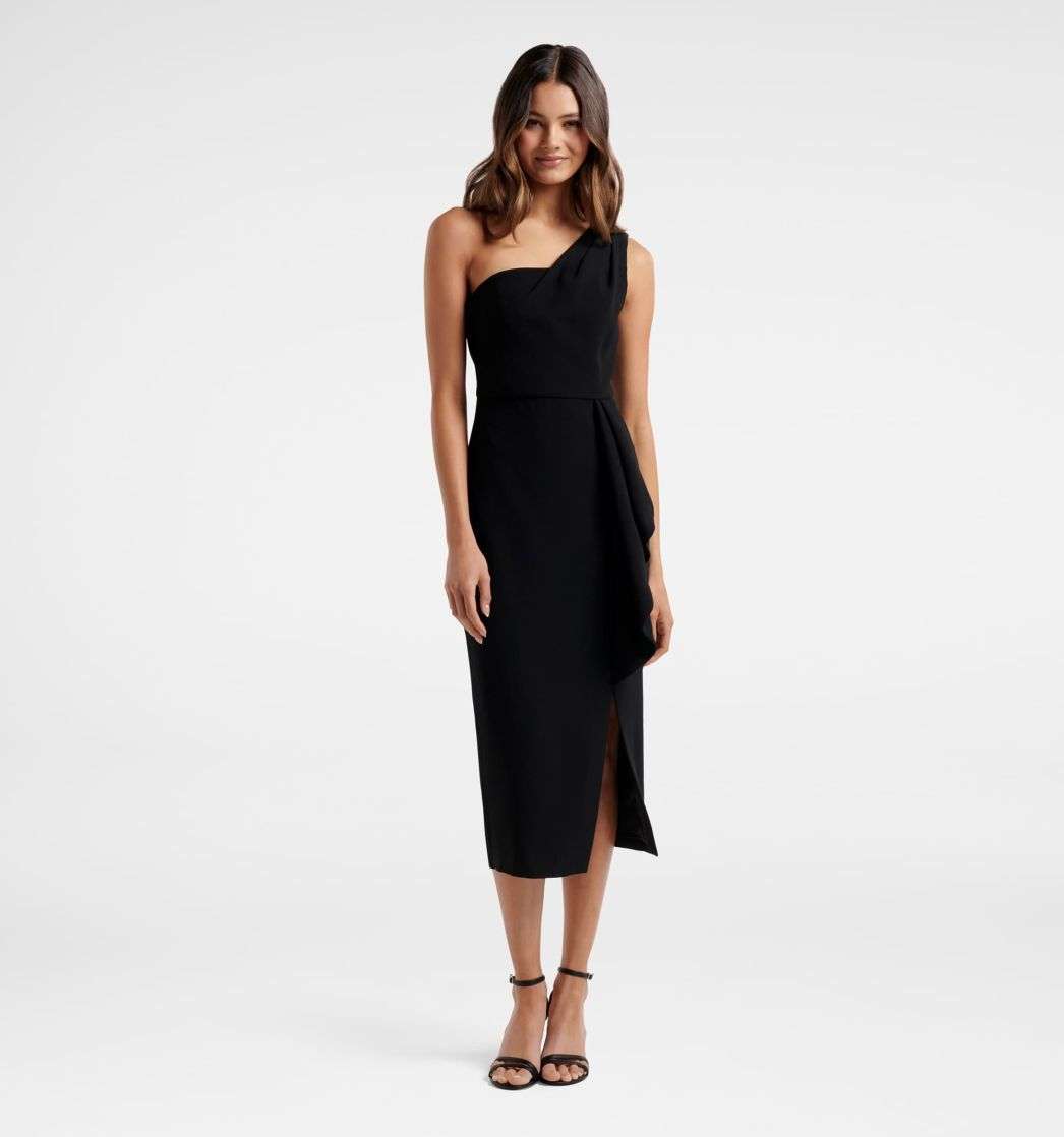 Buy Tia One Shoulder Ruffle Midi Dress 