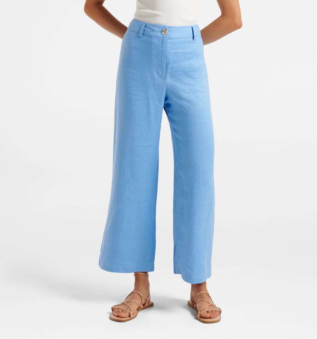 Buy Indigo Wide Leg Linen Pants 