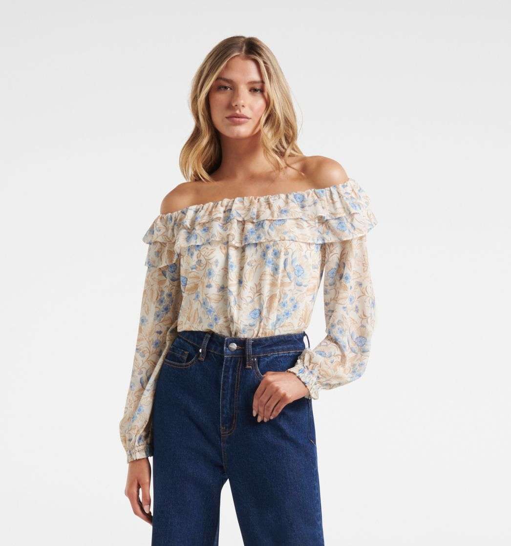 Buy Olivia Ruffle Bardot Top at Forever New
