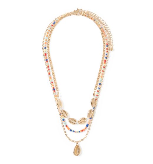 Amberley Shell & Beaded Holiday Layered Necklace