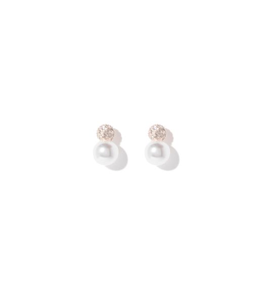 Rose Ball Crystal & Pearl Stud Earring