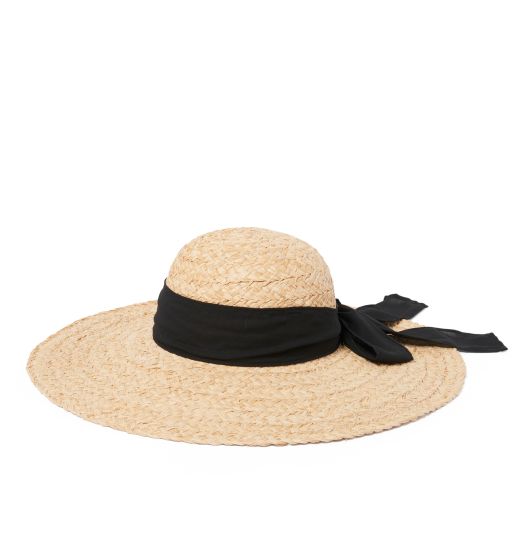 Lydia Chiffon Tie Straw Sun Hat