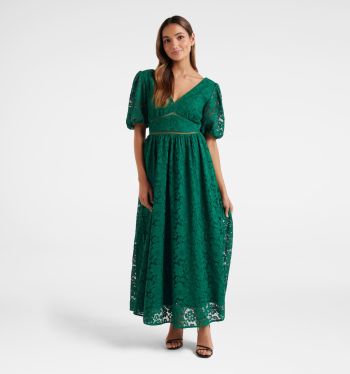 Ivanka Petite Lace V Neck Midi Dress