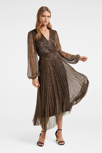 Sahara Wrap Plisse Midi Dress