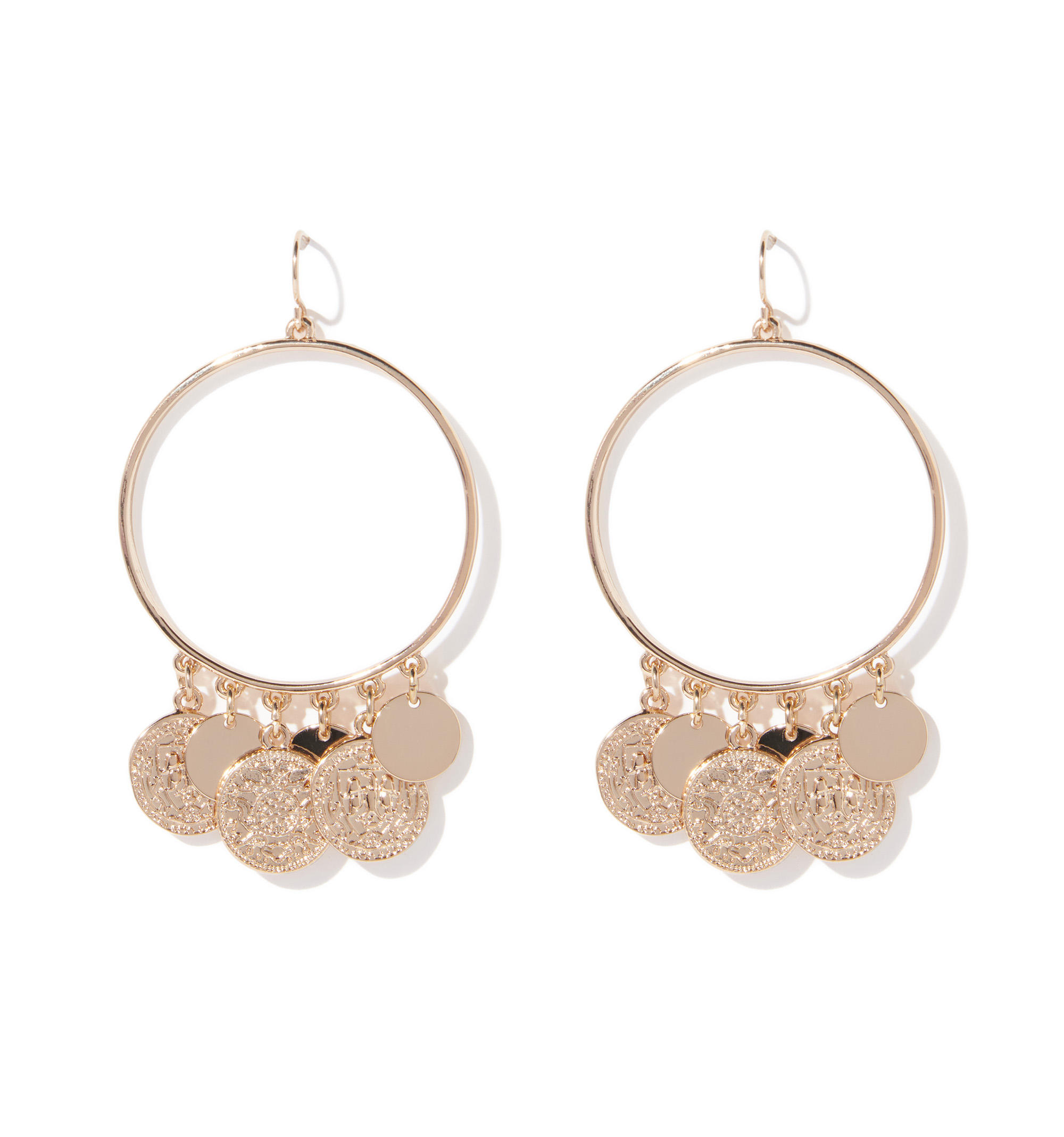 Gold Tone Coin Hoop Earrings Gold  Womens Mint Velvet Jewellery   Kingfisherbuilds