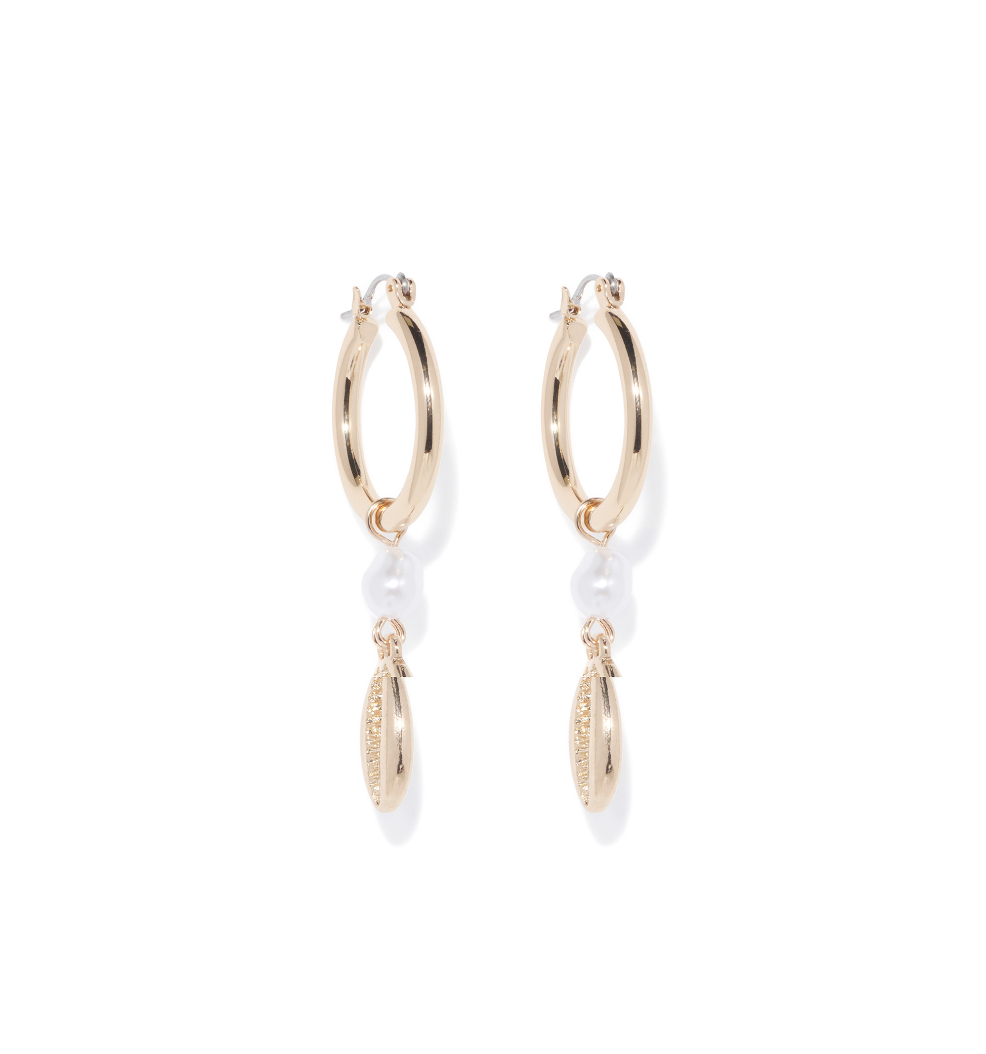 Silver Diamond Style Baguette Pearl Drop Hoop Earrings | Lily & Roo | Wolf  & Badger