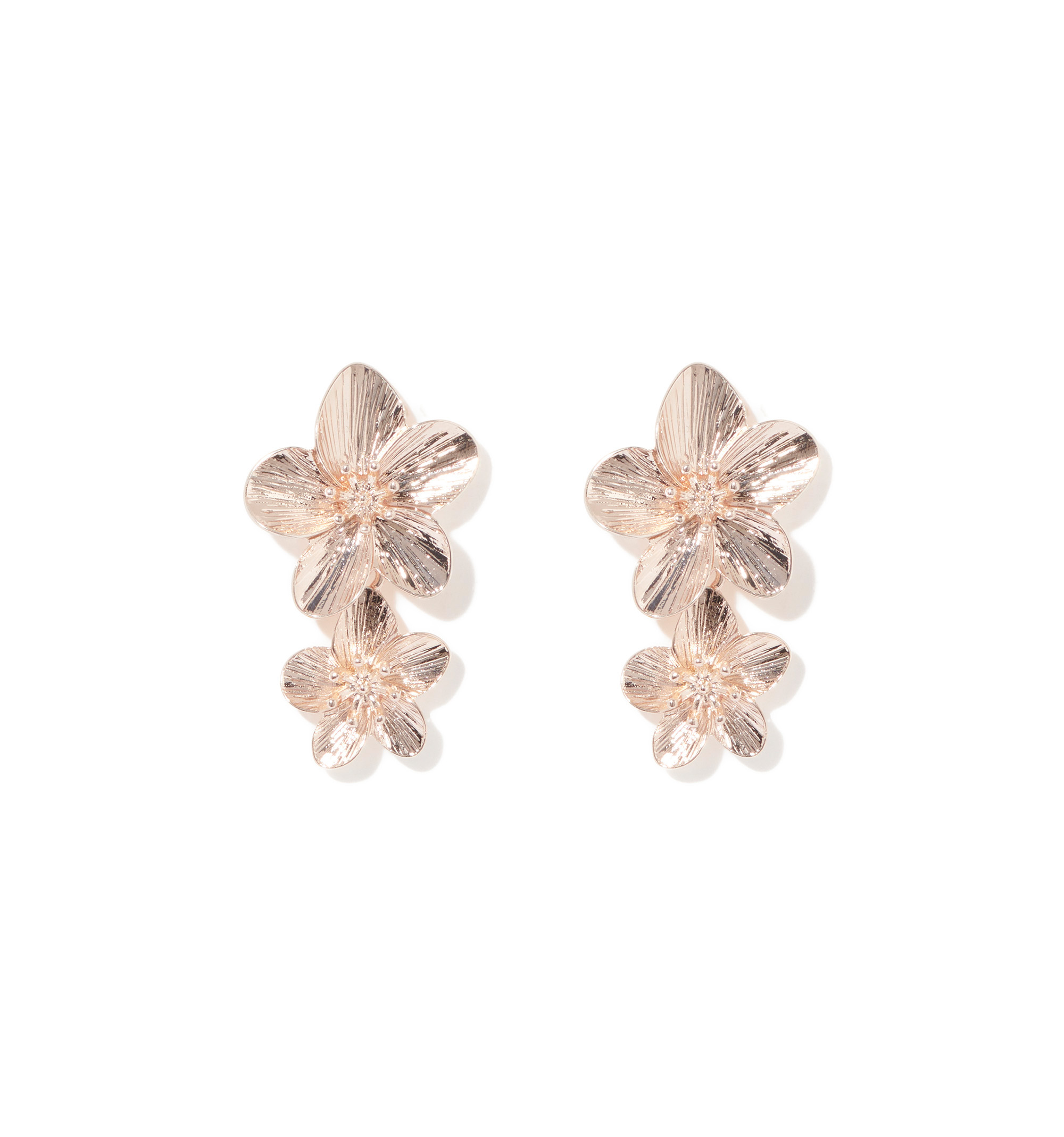 Buy HAUTE CURRY Unique Rose Gold Flower Earrings With Amerian Diamond   Shoppers Stop
