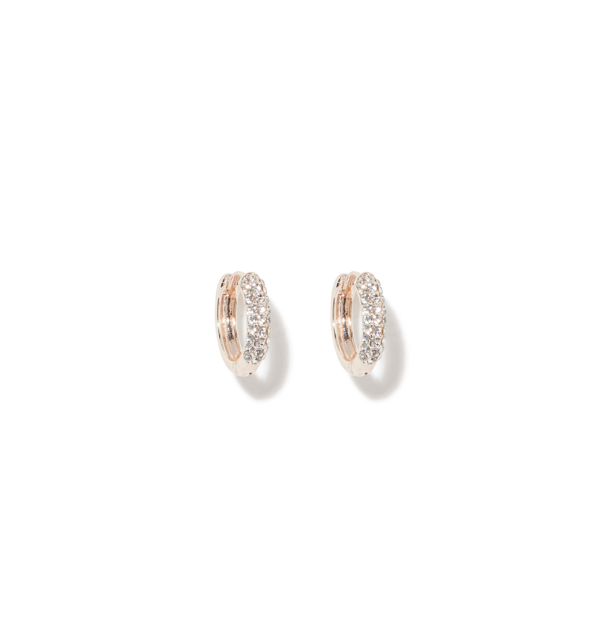 Cubic Zirconia Sleek Rose Gold Diamante Hoop Earrings – Curio Cottage