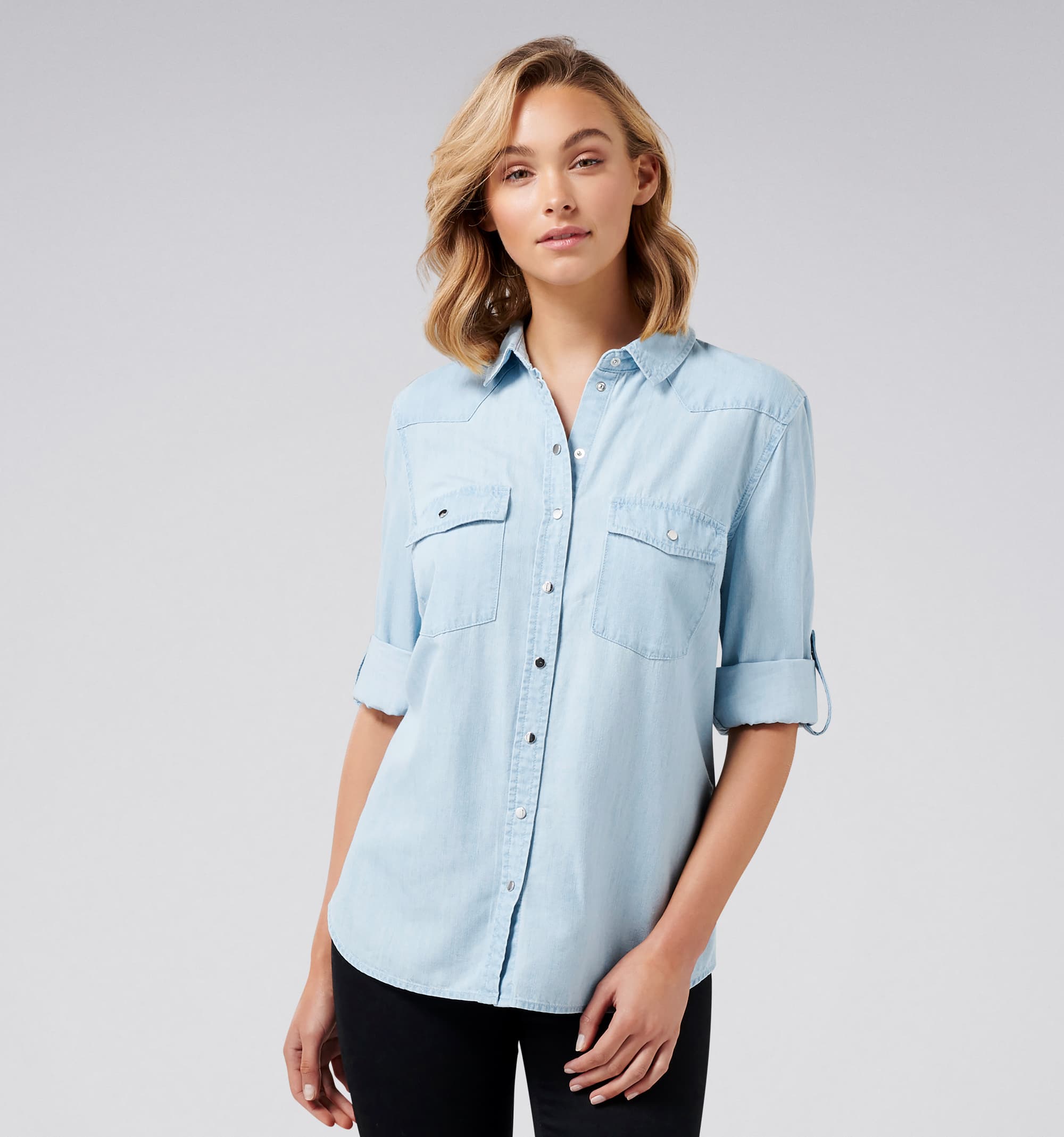 Light Blue Chambray Shirt - Long Sleeve Shirt - Button-Up Top - Lulus
