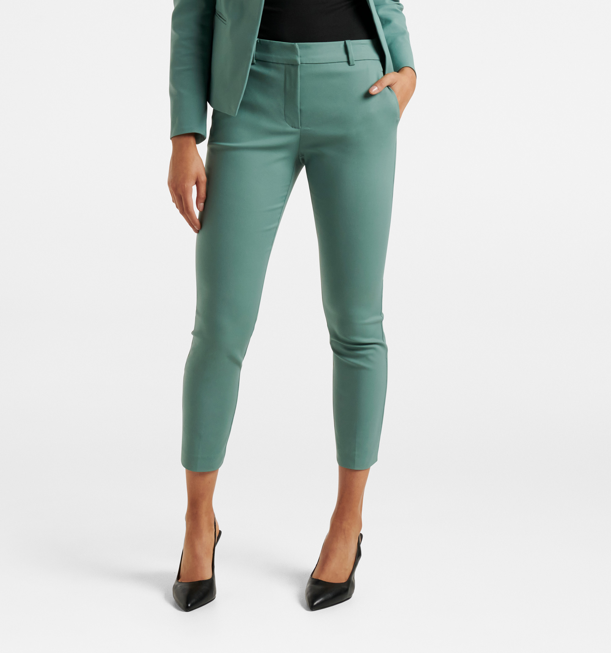 Buy FAB QUEENS Women's Cotton Flex Straight Casual Trouser Pant for Women  Slim Fit Pants for Kurtis Bottom Wear Bottle Green at Amazon.in