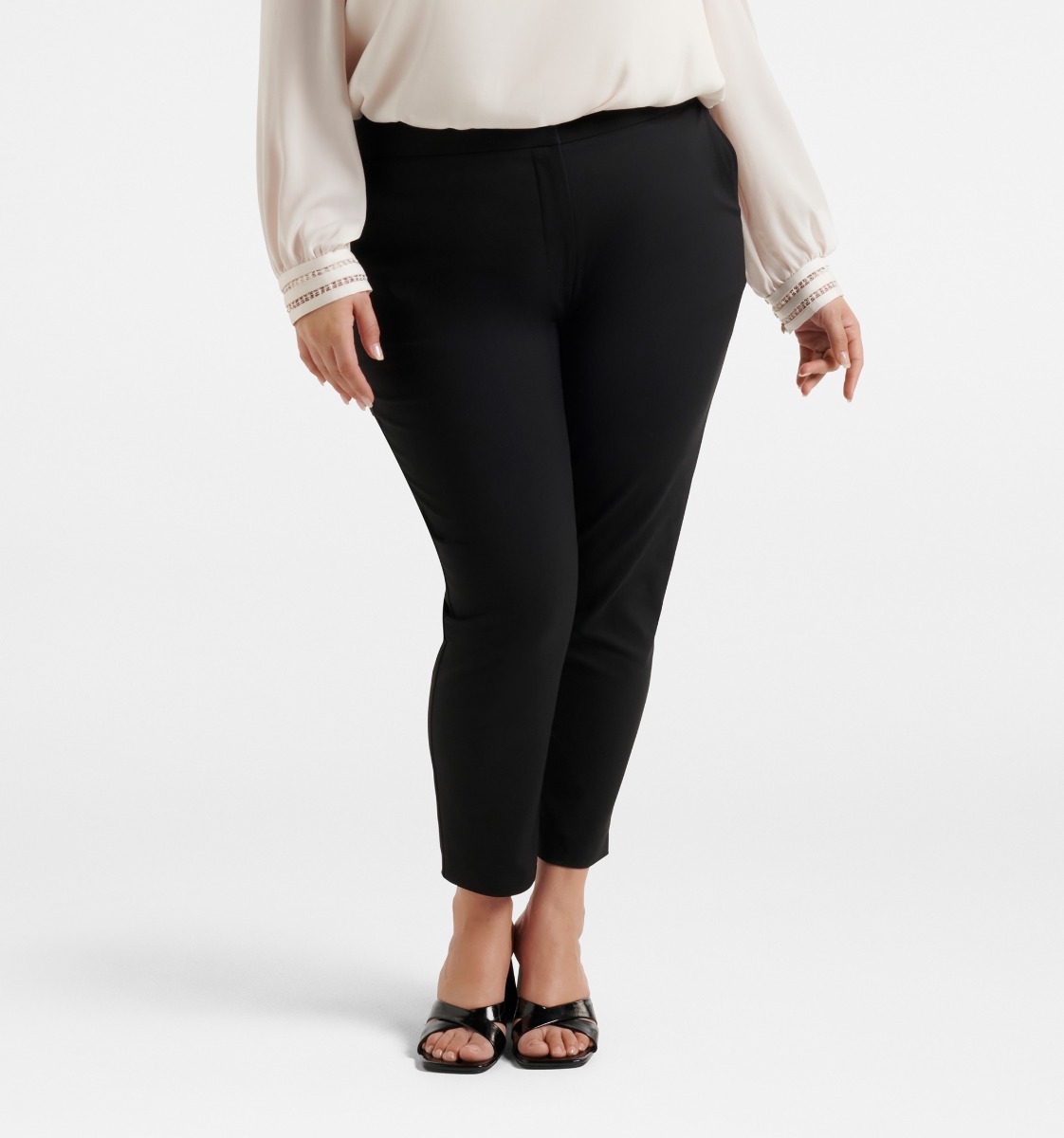 Buy Plus Size White Tummy Tucker Crop Pants Online For Women - Amydus