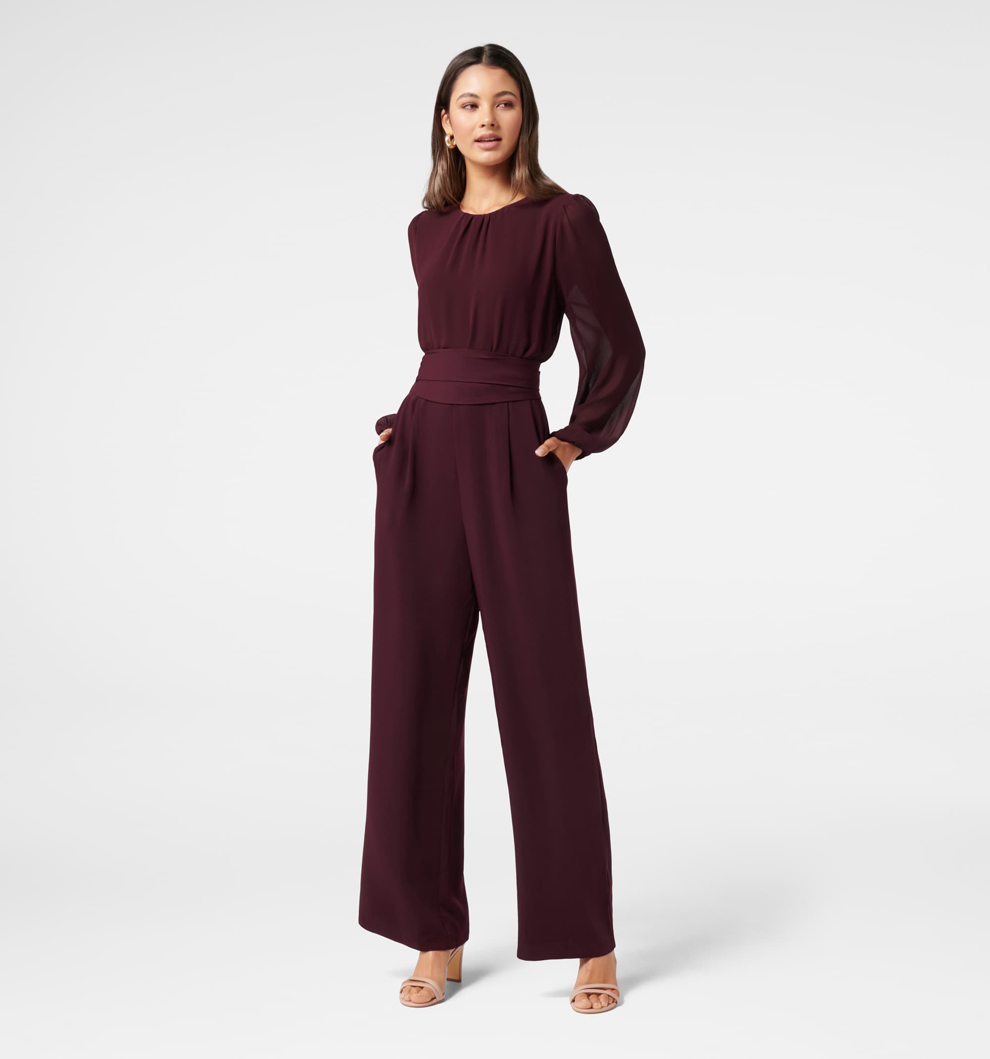 Buy FOREVER NEW Black Textured Square Neck Polyester Women Straight  Jumpsuits | Shoppers Stop