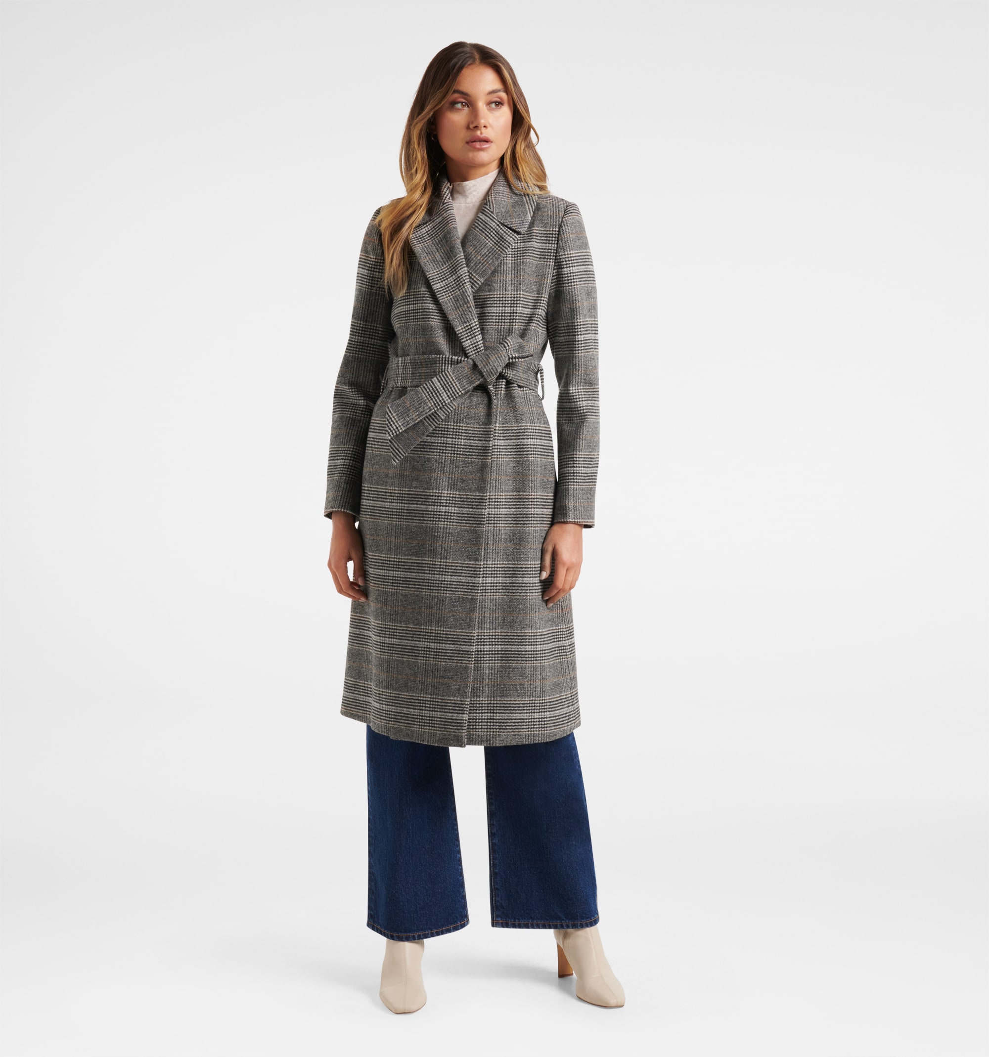 Buy Lexi Belted Check Coat - Forever New