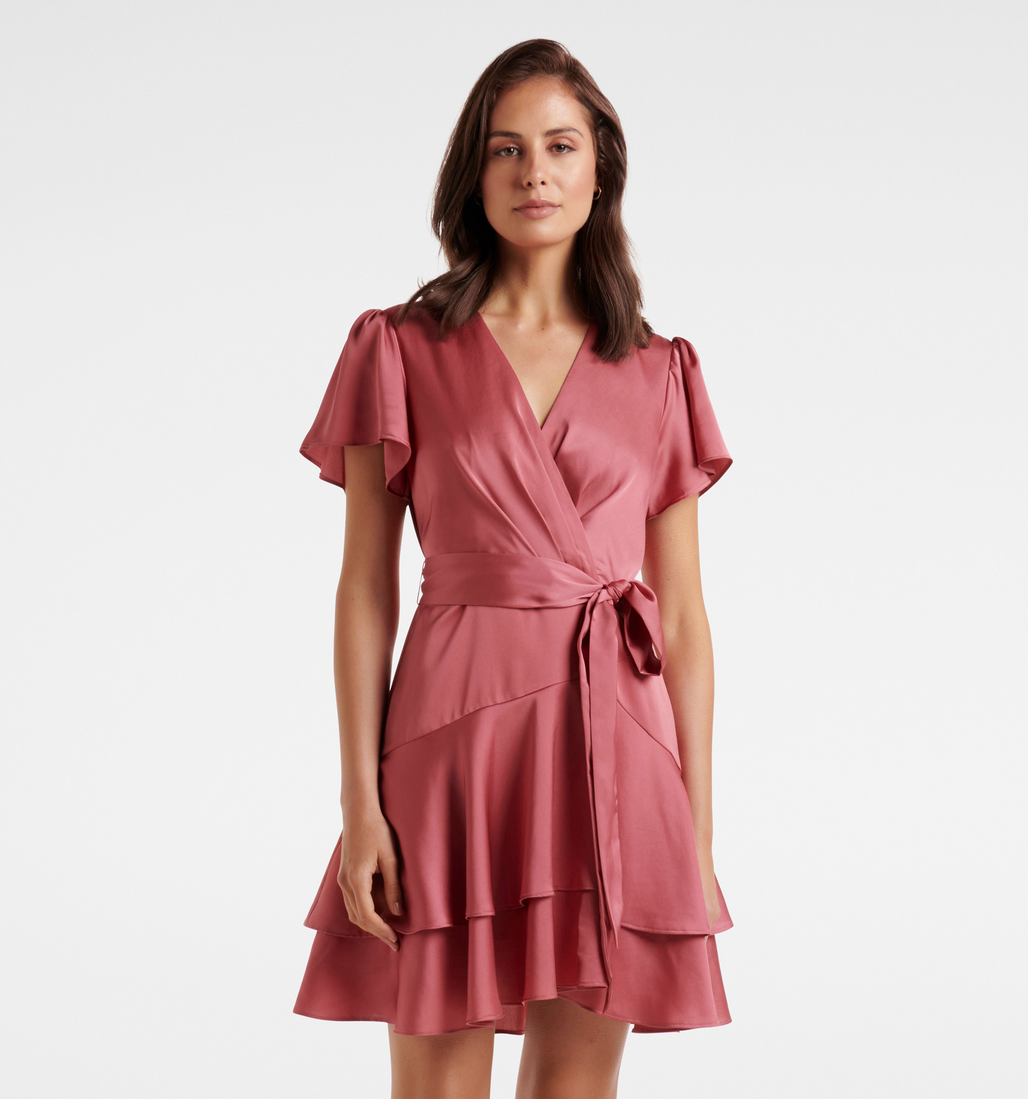 Buy Emerson Flutter Sleeve Satin Mini Dress - Forever New