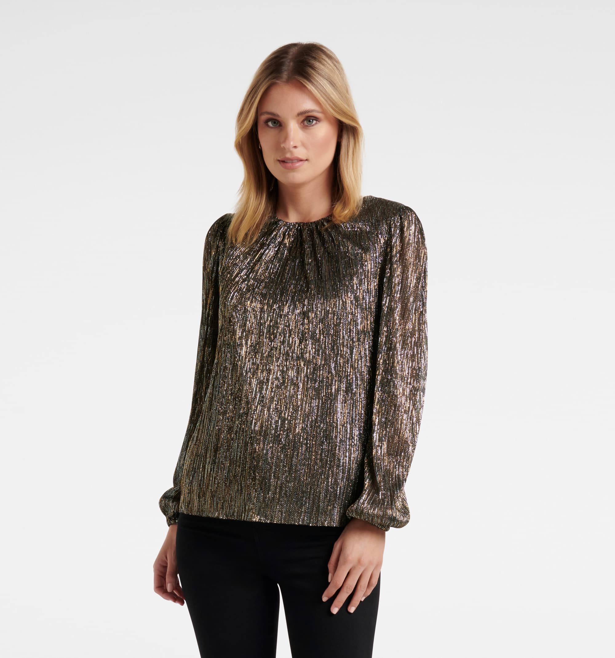 Buy Paige Plisse Blouson Sleeve Top - Forever New