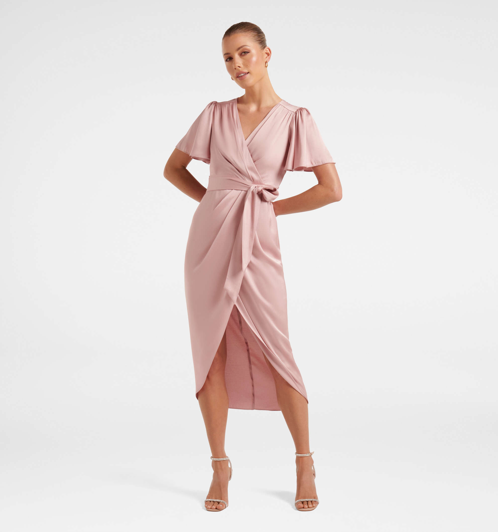 SHEIN Belle Ruched Asymmetrical Hem Solid Dress | SHEIN IN