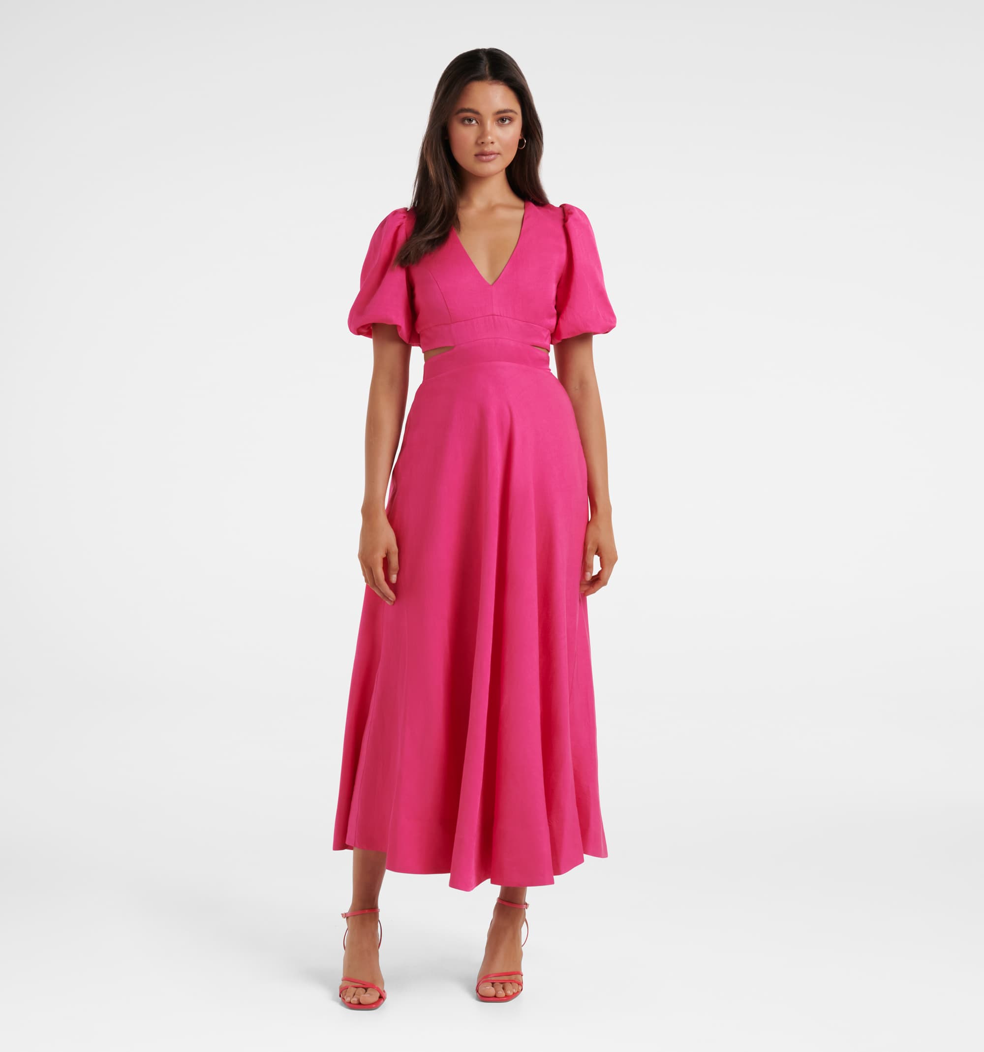 In The Style exclusive satin cowl neck midi dress in pink | ASOS