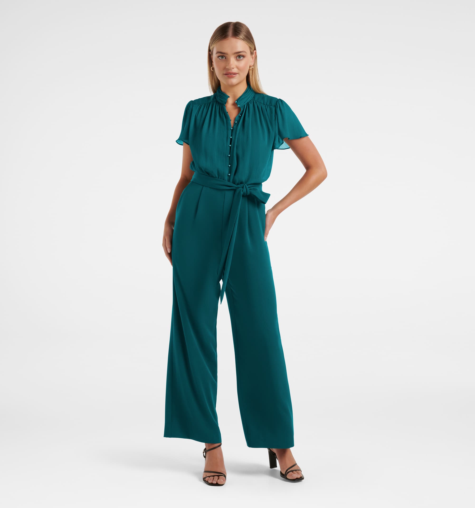 Belt linen jumpsuit - Woman | Mango Bermuda