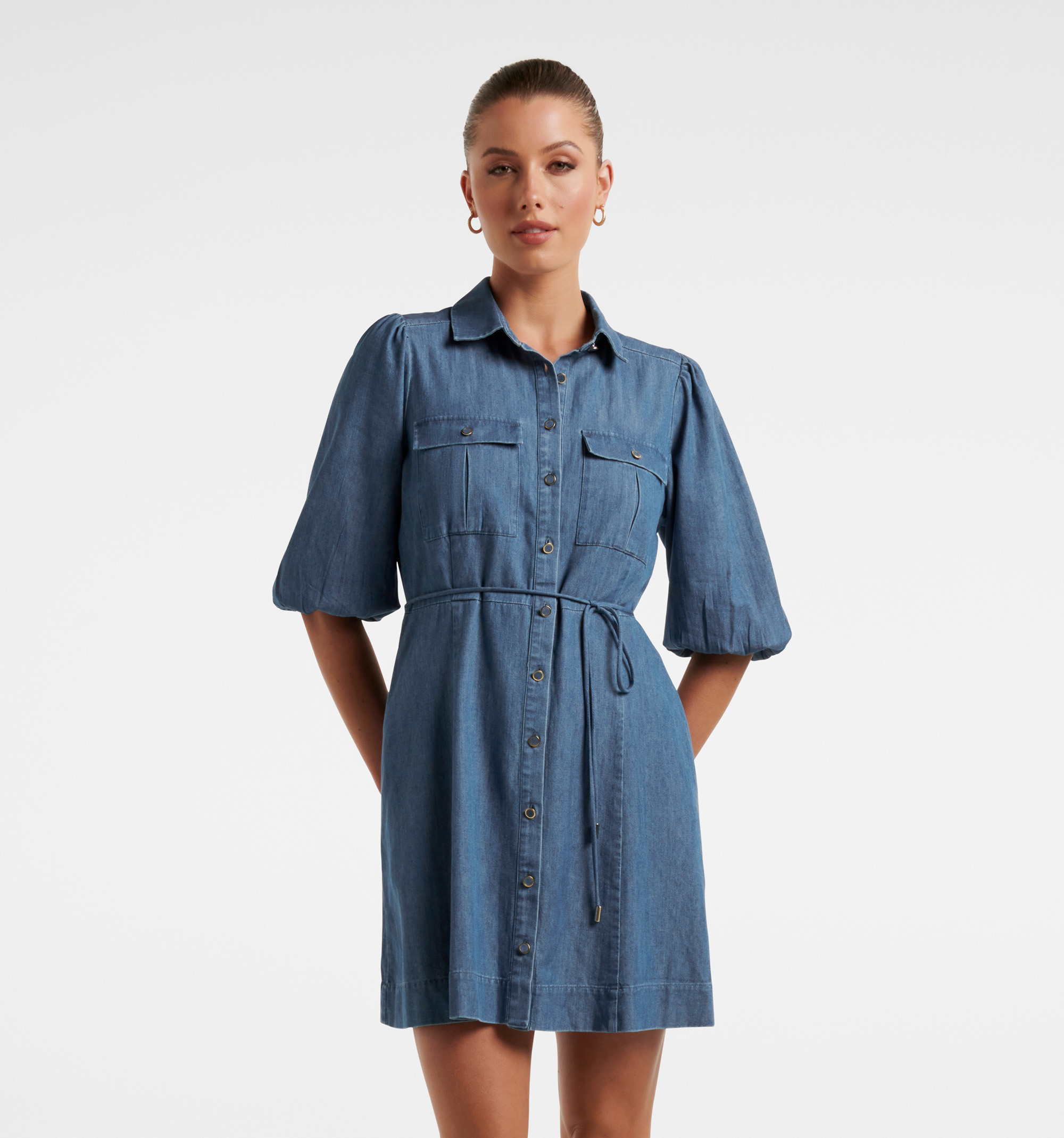Buy Simone Denim Wash Mini Dress - Forever New