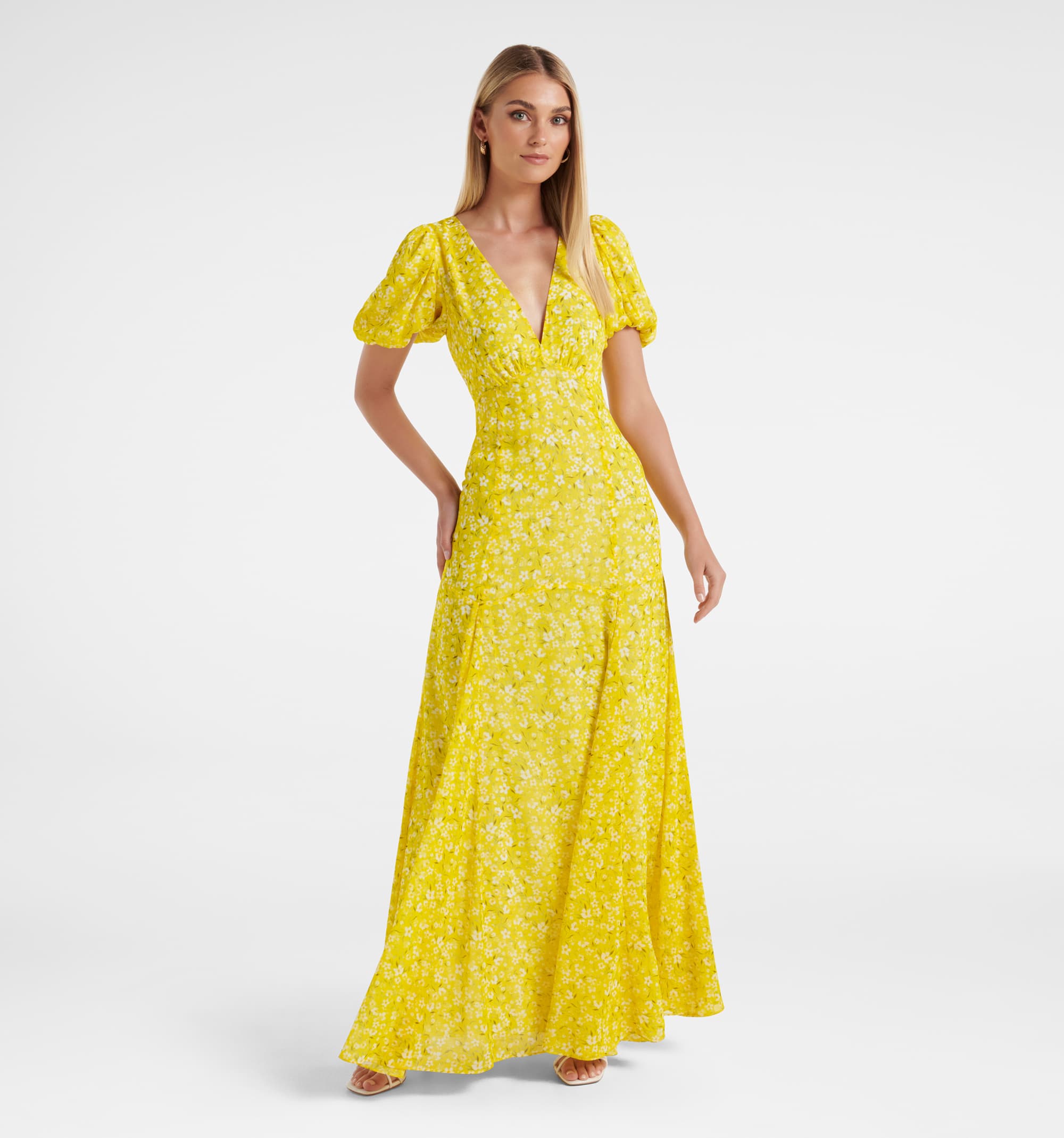 Buy Yellow Springhurst Hayden Puff Sleeve Maxi Dress - Forever New