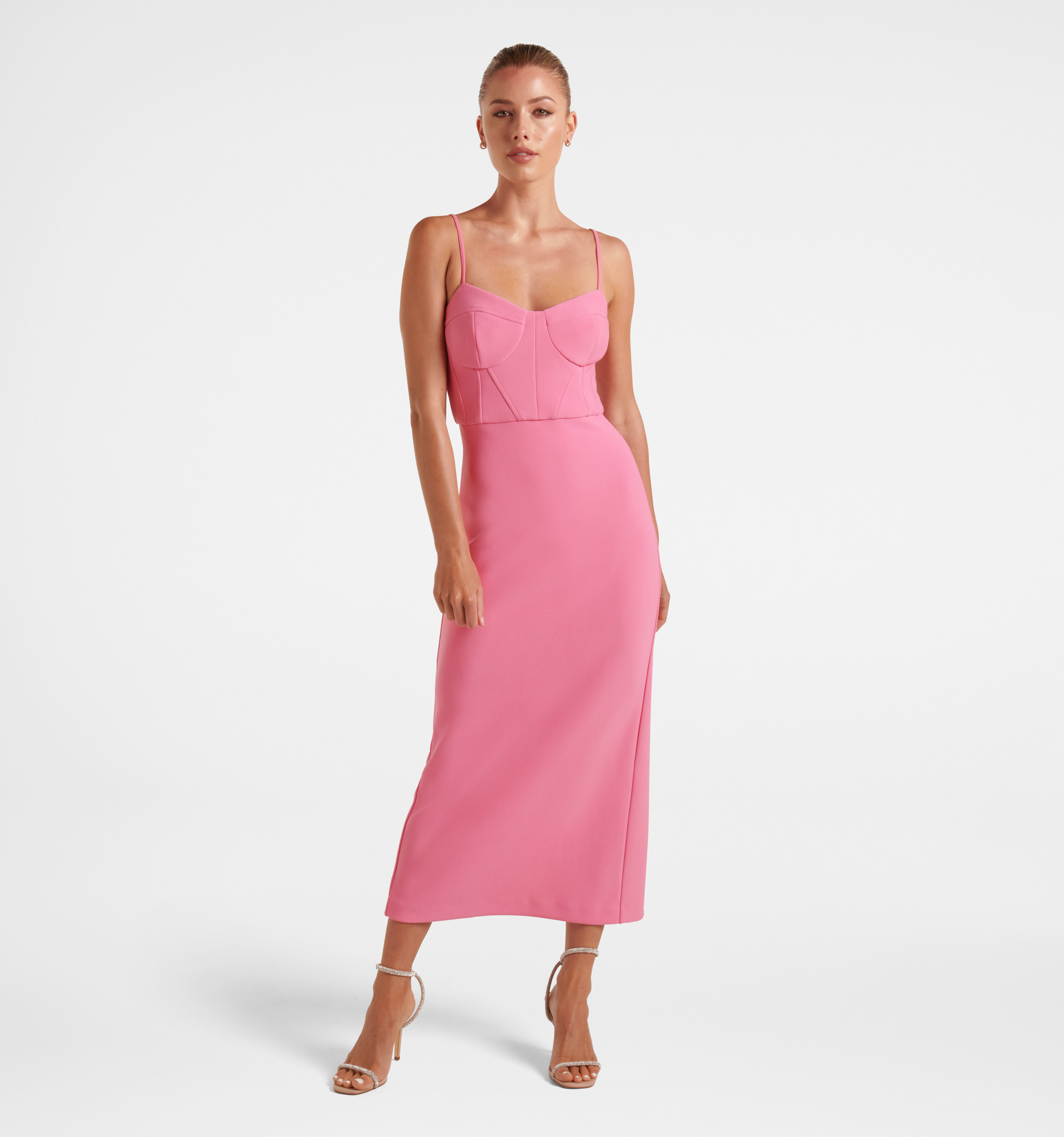 Isabel Midi Dress Pink | Multiway Straps | SHEIKE