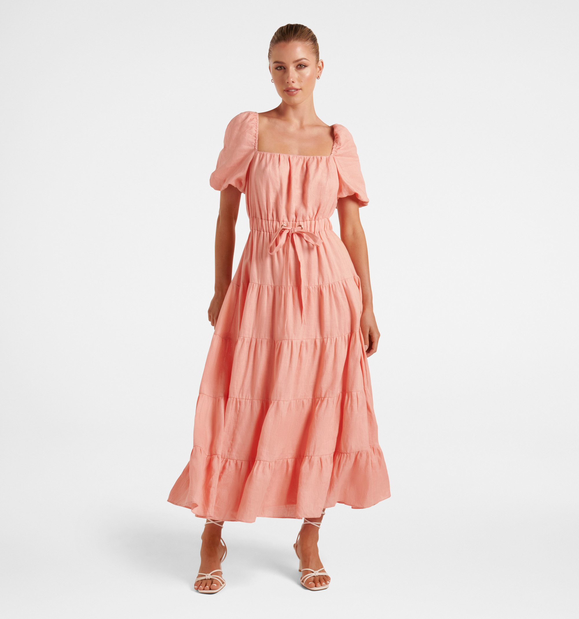 Buy Conch Shell Pink Polly Pintuck Midi Dress - Forever New