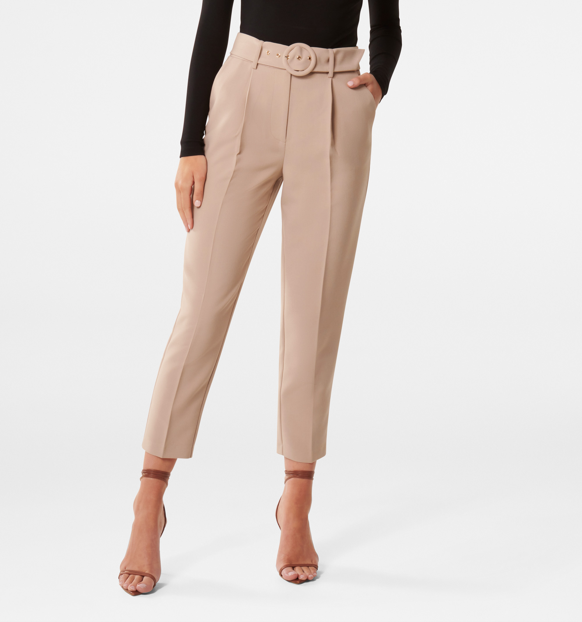 Buy Neutral Olivia Tapered Pant - Forever New